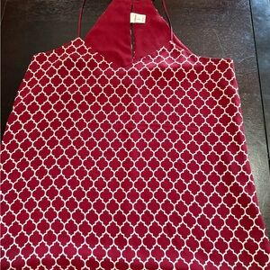 Express burgendy and White Geometric Halter Cami